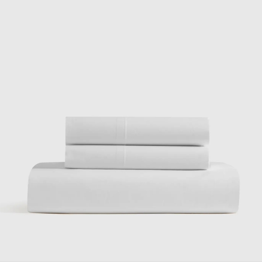 Quince Organic Cotton Percale White Sheet & 2 Pillowcase! King (453)
